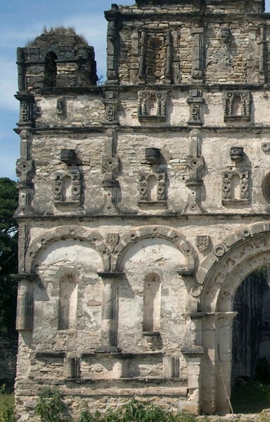 San José, façade left, tiers - Coneta, Chiapas