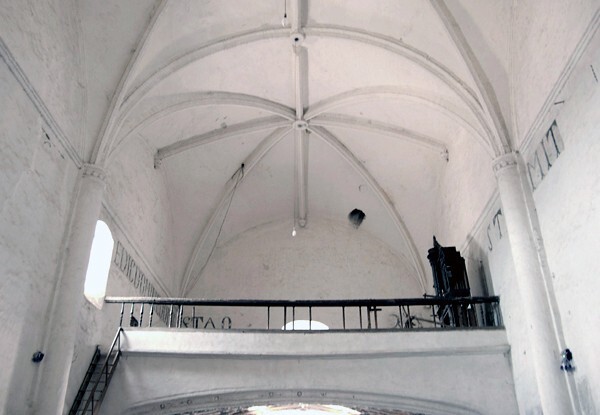 Choir loft, rib vault - La Asunción de Nuestra Señora, façade, porciúncula portal, capilla abierta, nave & cloister
