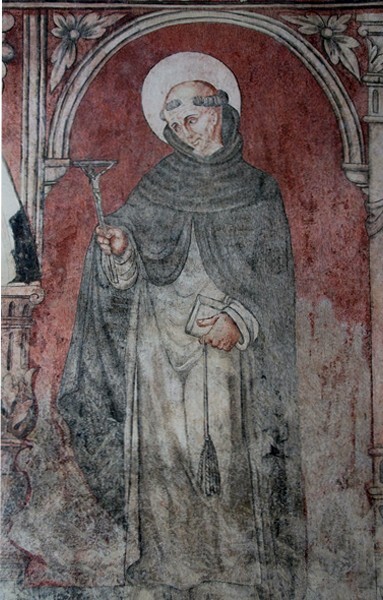 S arcade pier mural - San Juan Bautista, lower cloister walk, S & W arcades, pier murals