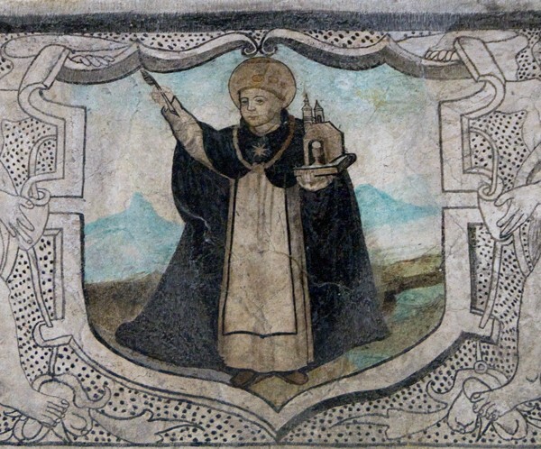 St. Augustine - San Juan Evangelista, lower cloister walk, frieze mural cartouches