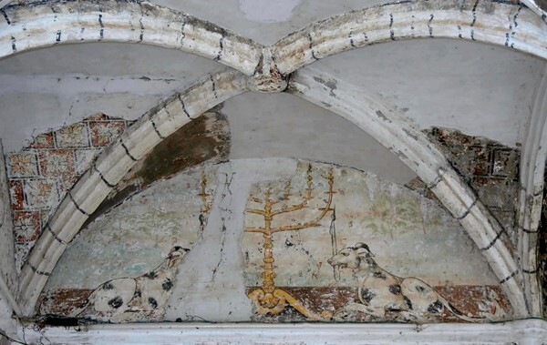 Lower cloister walk, testera groin vault & lunette mural - Santo Domingo