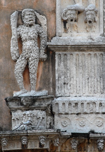 Casa de Montejo, façade, second story, left wildman - Casa de Montejo