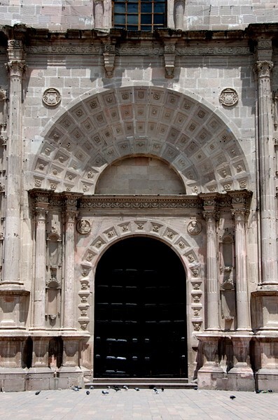 Façade portal - San Nicolás de Tolentino, façade, bell-tower, portería & nave