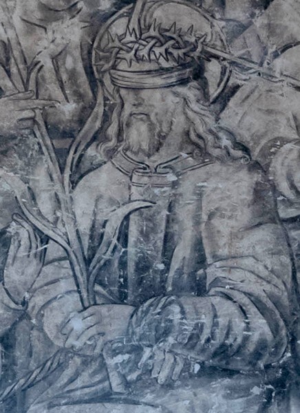 Scourging of Christ, detail - San Andrés, grisaille murals: baptistry, sala profundis & refectory
