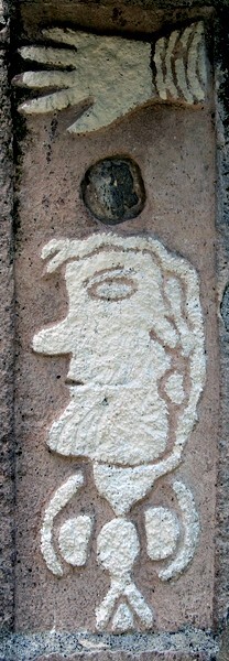 La Asunción, atrial cross shaft, side view, Judas - Tlapanaloya, México