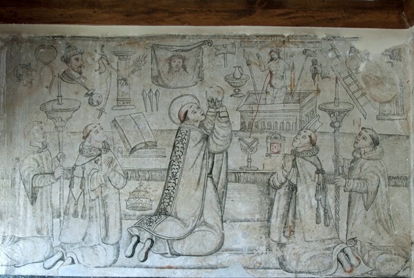 San Gabriel, upper cloister walk, Mass of St. Gregory - San Gabriel, cloister with murals