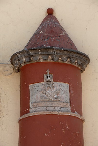 Santiago Apóstol, façade turret (right), closeup - Tonalá, Jalisco