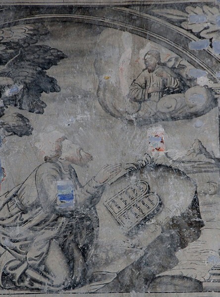 Todos Santos, sanctuary, S wall mural, Moses receiving the tablets - Nave, sanctuary murals & cloister