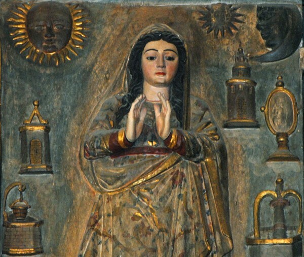 San Pablo, high altar, mid tier, central panel detail - Oztotepec, México