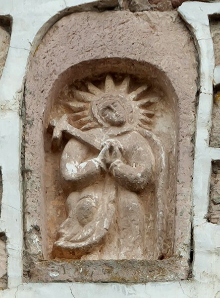 San Bartolo, exterior wall relief, Our Lady of Sorrows - San Bartolo Amanalco, México