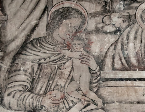 Sala de profundis mural, Holy Family, detail - San Francisco, façade, portería, cloister & murals