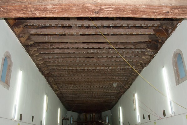 15_San Nicolás, Michoacán, San Nicolás Obispo, nave ceiling+ - San Nicolás Obispo, Michoacán