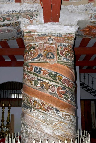 Sacristy arch pillar - La Merced, sacristy arch, pillar & murals