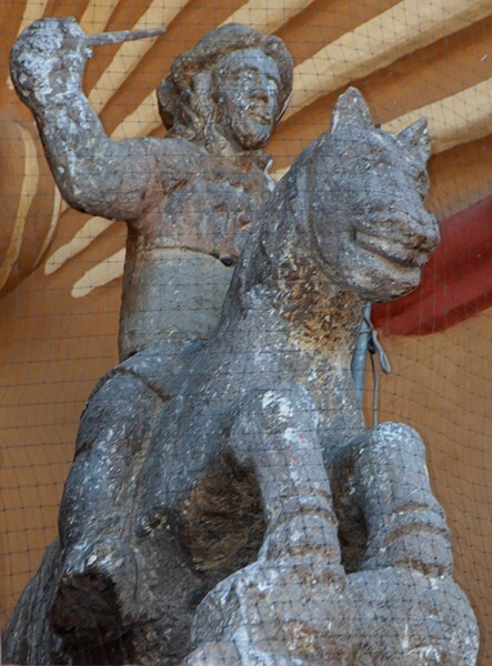 Santiago, façade sculpture, St. James the Moor Slayer - Ayapango, México