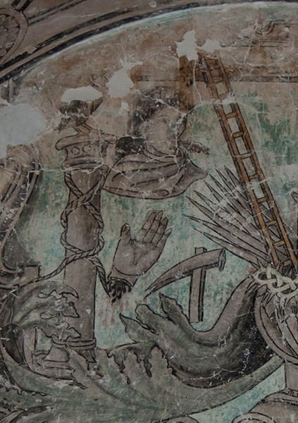 Upper cloister walk mural, convent mural, detail - San Miguel Arcángel, convento & cloister & murals