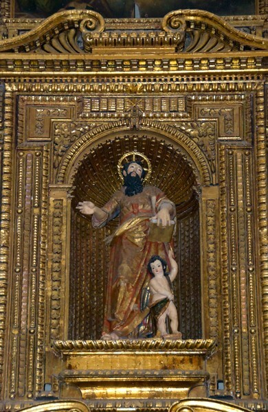 San Mateo, high altar central statue, St. Matthew - San Mateo Xóloc, México