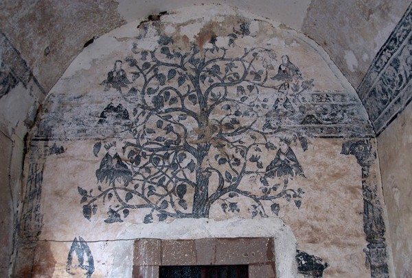 Santiago, portería mural, Augustinian lineage - Copándaro, Michoacán