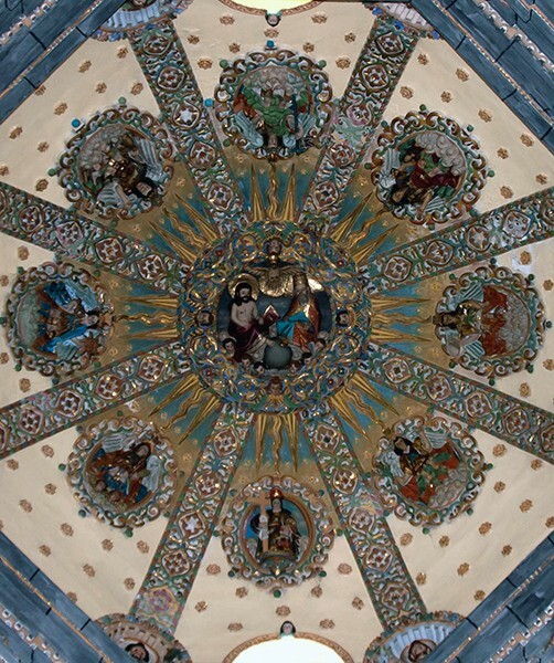 Santa Inés, cupola, archangels & Trinity - Santa Inés, Tlaxcala