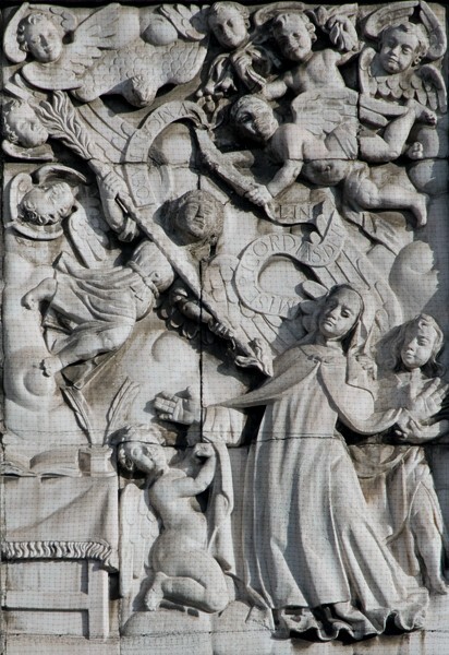 Façade, right portal relief, Ecstasy of St. Theresa - Catedral de la Inmaculada Concepción