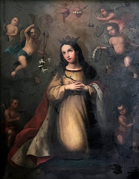 Nuestra Señora de los Remedios, choir loft painting, Virgin Immaculate - Puebla, Puebla