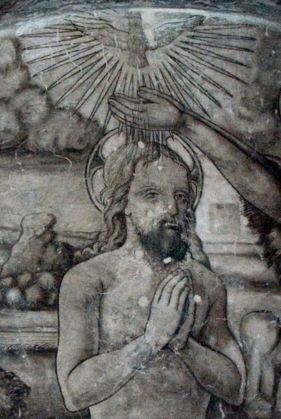 Baptistry mural, detail - San Andrés, grisaille murals: baptistry, sala profundis & refectory