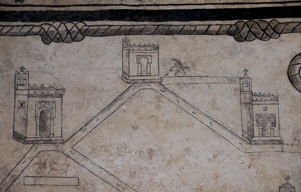 San Simón y San Judas, convento vestibule mural - Calpulalpan, Tlaxcala