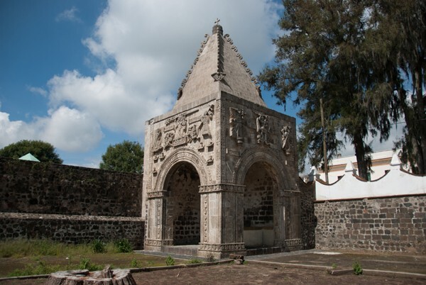 San Andrés, SW posa, Calpan, N & E façades - San Andrés, Southwest posa chapel