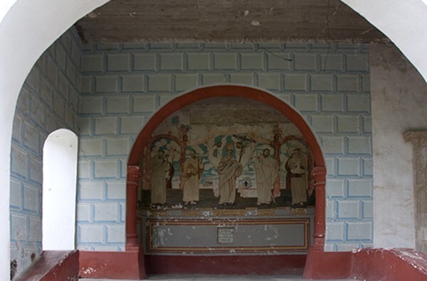 San Buenaventura, portería, capilla abierta - Tezoyuca, México