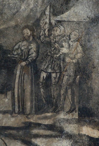 El Divino Señor, upper cloister walk testera mural, Crucifixion detail - El Divino Señor, upper cloister ambulatory & stairwell murals