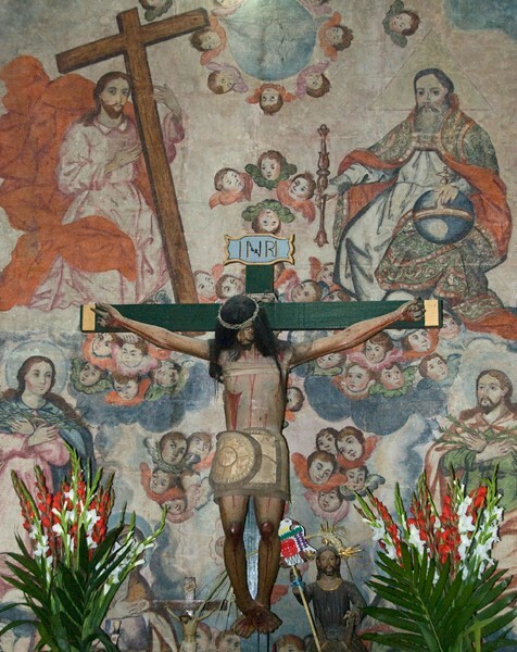 Santa Ana, nave mural & Crucifixion - Santa Ana del Valle, Oaxaca