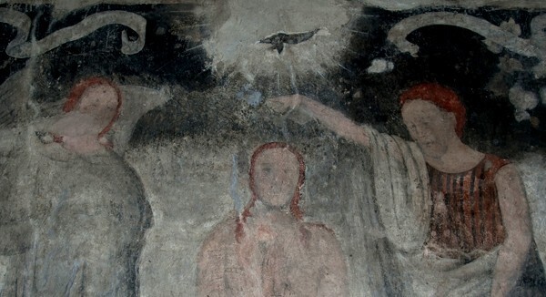 Baptistry mural, Baptism of Christ - San Miguel Arcángel