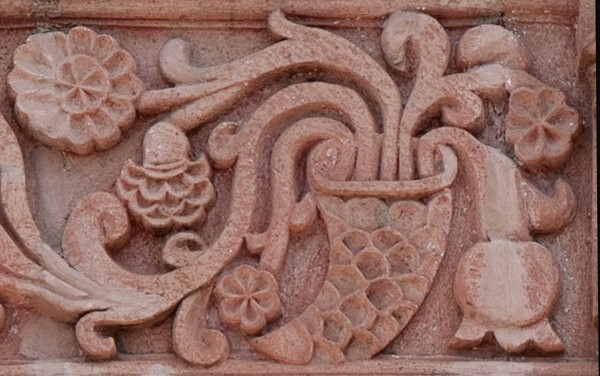 San Juan Baautista, façade portal, architrave relief - Maravatío, Michoacán