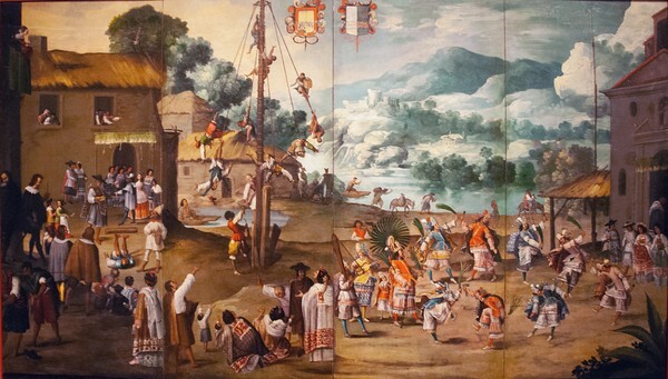Folding Screen (Biombo) with Indian Wedding and Fyling Pole - Folding Screen (Biombo) with Indian Wedding and Flying Pole