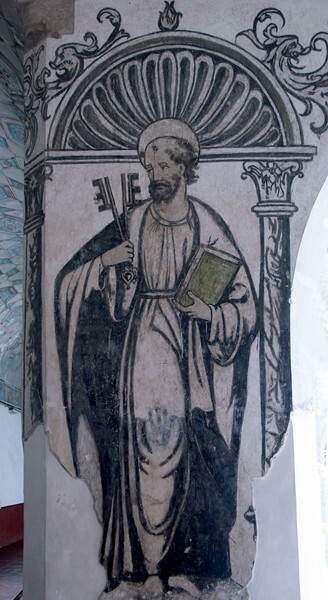 Santo Domingo, lower cloister walk pier mural, St. Peter - Oaxtepec, Morelos