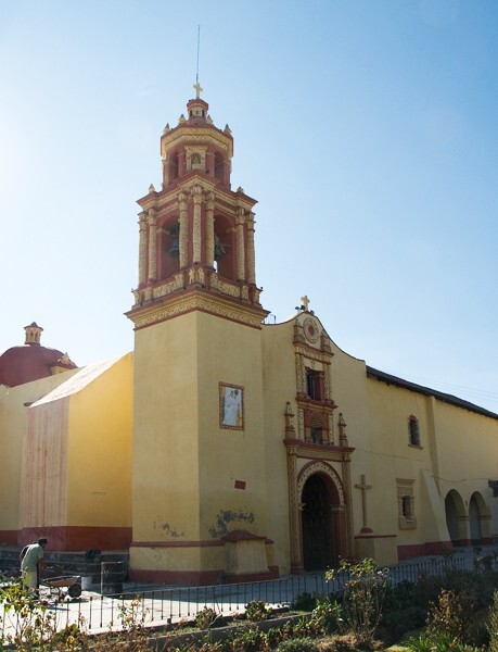 Santiago, façade, bell-tower & portería - Ayapango, México