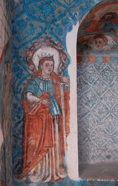 San Bernardino de Sena, sanctuary mural, St. Catherine of Alexandria - Valladolid (Sisal), Yucatán