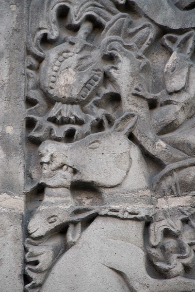 Right pilaster, lower half relief, detail - Casa del que mató el aminal (main portal)