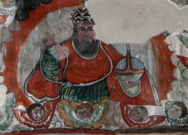 Capilla abierta, chancel arch mural, God the Father - San Esteban, capilla abierta