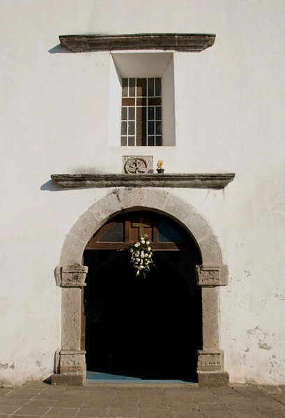 San Felipe, façade, main portal - San Felipe de los Alzati, Michoacán