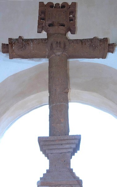 La Purísima Concepción, atrial cross, front - El Cardonal, Hidalgo