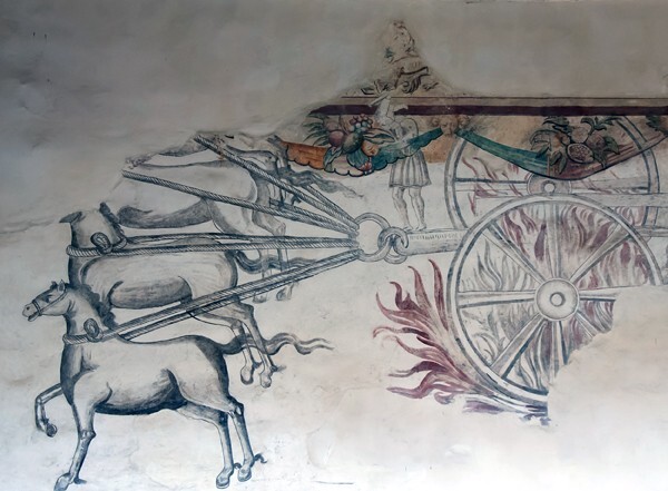 San Gabriel, lower cloister walk mural, Apotheosis of St Francis - San Gabriel, cloister with murals