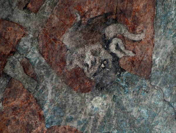 Santa María, N wall, Damnation, devils torturing sinners, detail - Santa María, North nave wall murals