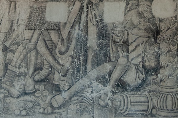 Sala profundis, W wall mural, Agony in the Garden, detail - San Andrés, grisaille murals: baptistry, sala profundis & refectory