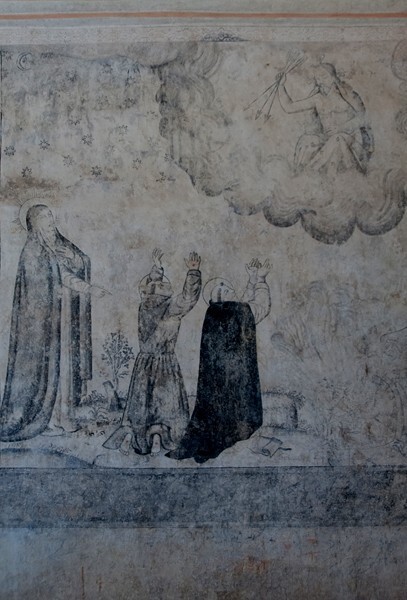 San Juan Bautista, vestibule, N wall, St. Dominic's Vision - San Juan Teitipac, Oaxaca