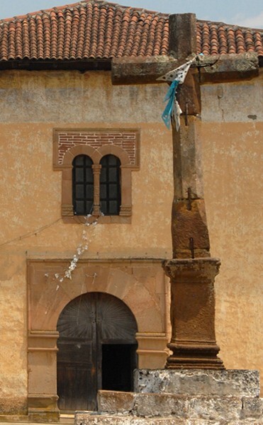 Santa María, façade & atrial cross - Huiramángaro, Michoacán