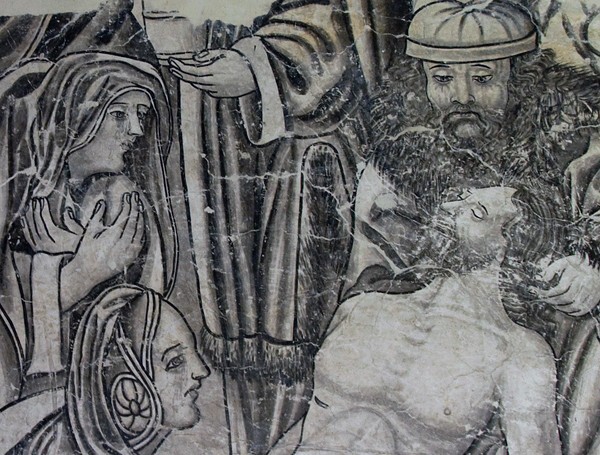 Deposition, detail - Cloister grisaille murals