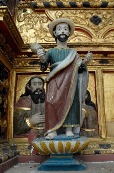 La Transfiguración, high altar statuary, St. James the Greater - Façade, porterías, high altar & baptismal font