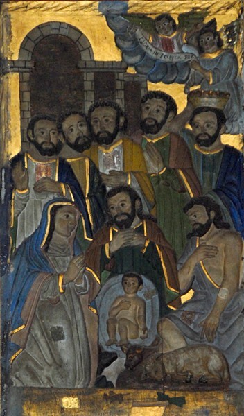 San Francisco, high altar, lower left panel, Nativity - Oxkutcab, Yucatán