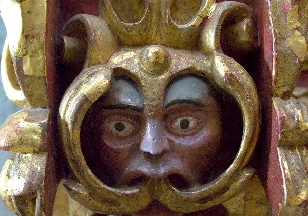 Santo Domingo, nave Nuestra Señora de los Dolores altar, pier base - Yanhuitlán, Oaxaca