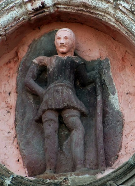 Façade oculus, Christ as Good Shepherd - San Juan Bautista